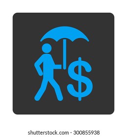 Umbrella icon. This flat vector symbol uses white and gray colors, rounded angles, and white background on a white background.