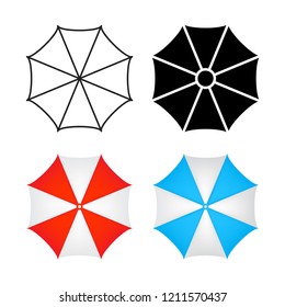 umbrella icon top view design isolated on white background