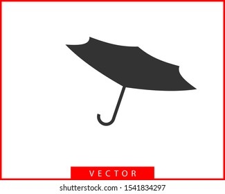 Umbrella icon vector. Black and white silhouette flat design.