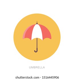 Umbrella Icon vector flat design. Yellow theme concept