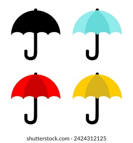 Umbrella Icon vector flat design isolated on white background. Umbrella sign icon. Rain protection symbol.