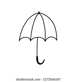 Umbrella icon vector illustration. Hand drawn black design. Rain protect safety concept. Isolated graphic symbol. Autumn art sign.