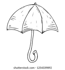 Umbrella icon. Vector illustration of a rain umbrella. Hand drawn rain umbrella.