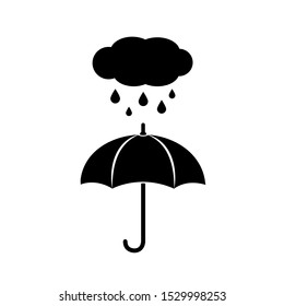 Umbrella icon vector. Illustration of rainy weather icon with cloud and umbrella isolated on white background