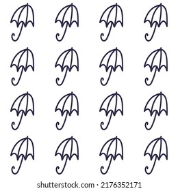 Umbrella icon vector illustration. Seamless pattern. Hand drawn black design. Rain protect safety concept. Isolated graphic symbols. Autumn art sign.