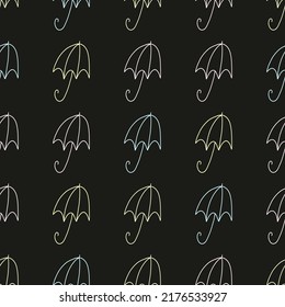 Umbrella icon vector illustration. Seamless pattern. Hand drawn colorful design. Rain protect safety concept. Isolated graphic symbols. Autumn art sign.