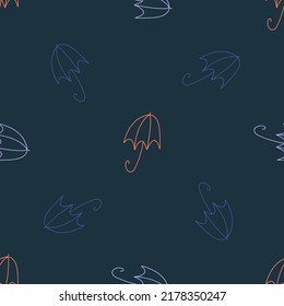 Umbrella icon vector illustration. Seamless pattern. Hand drawn colorful design. Rain protect safety concept. Isolated graphic symbols. Autumn art sign.