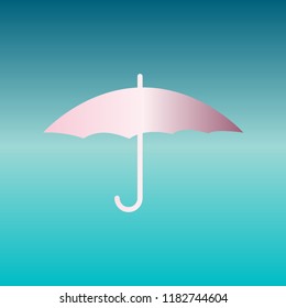 Umbrella icon. Vector. Pink bronze gradient icon at turquoise gradient background.