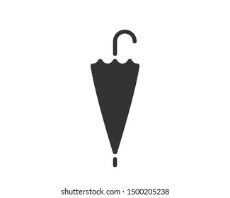 Umbrella icon vector. Rain protection. Black and white silhouette flat design.