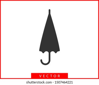 Umbrella icon vector. Rain protection.  Black and white silhouette flat design.