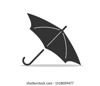Umbrella icon vector. Rain protection. Black and white silhouette flat design.