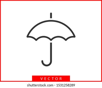 Umbrella icon vector. Rain protection.  Black and white silhouette flat design.