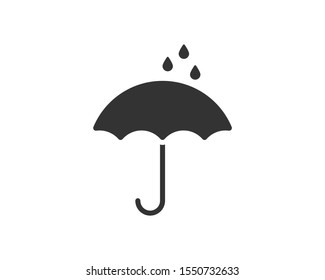 Umbrella icon vector. Rain protection. . Black and white silhouette flat design.