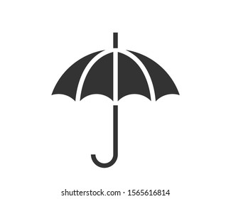 Umbrella icon vector. Rain protection.  Black and white silhouette flat design.