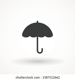 Umbrella icon vector. Rain protection. Black and white silhouette flat design.