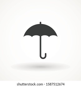 Umbrella icon vector. Rain protection. Black and white silhouette flat design.