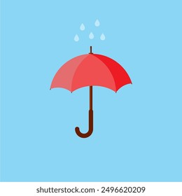 Vector del icono del paraguas, protección de la lluvia en el fondo blanco aislado con la sombra larga. Estilo de diseño plano. Para el Diseño web, aplicaciones móviles, paraguas rojo. Diseño plano de Vector

