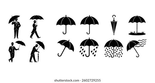 Umbrella icon vector set. rain illustration sign collection. weather symbol or logo.