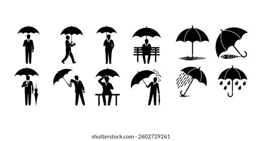 Umbrella icon vector set. rain illustration sign collection. weather symbol or logo.