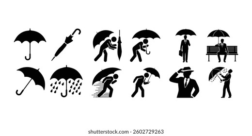 Umbrella icon vector set. rain illustration sign collection. weather symbol or logo.