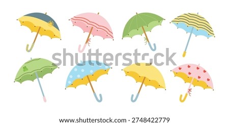Umbrella icon vector set. Rainy season. Different colored umbrellas collection