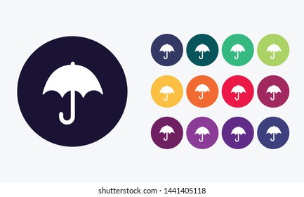 Umbrella icon. Vector set in trendy colors.