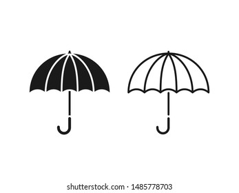 Umbrella icon. Vector. Umbrella in simple flat design linear isolated on white background. Protective accessory for rainy sunny weather. Autumn spring symbol. Illustration for graphic web logo app UI