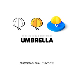 Umbrella icon, vector symbol in flat, outline and isometric style