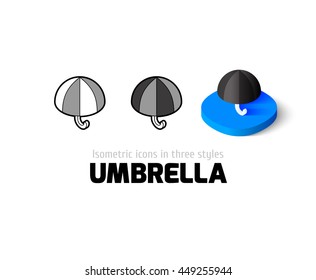 Umbrella icon, vector symbol in flat, outline and isometric style