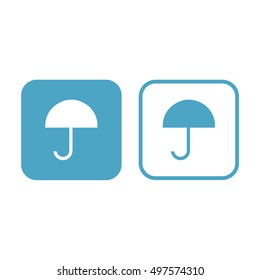 Umbrella icon vector. White and blue