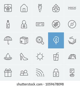 Umbrella icon with water, soda and wine bottle symbols. Set of surprise, drink, water icons and padlock concept. Editable vector elements for logo app UI design.