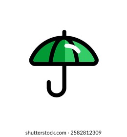 Umbrella icon which has green color with graphic art design is used for website icon