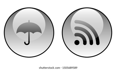 Umbrella icon and Wi-Fi icon vector design. Couple of icons united by one topic