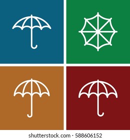 umbrella icons set. Set of 4 umbrella outline icons such as umbrella