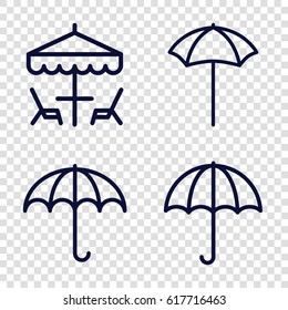 Umbrella icons set. set of 4 umbrella outline icons such as 