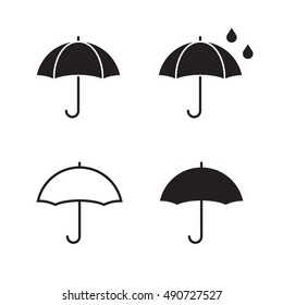 Umbrella icons set. Black, isolated icons on a white background