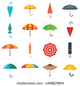 Umbrella icons set. Flat set of umbrella vector icons for web design