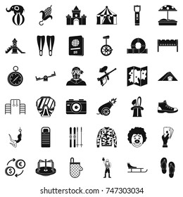 Umbrella icons set. Simple style of 36 umbrella vector icons for web isolated on white background