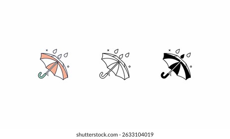 Umbrella icons vector set color line glyph line icons stock illustration
