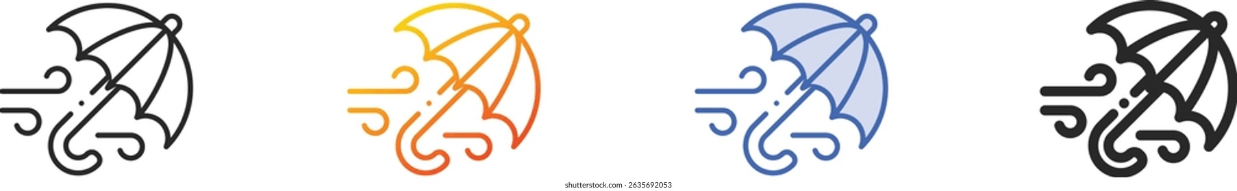 umbrella icon.Thin Linear, Gradient, Blue Stroke and bold Style Design Isolated On White Background