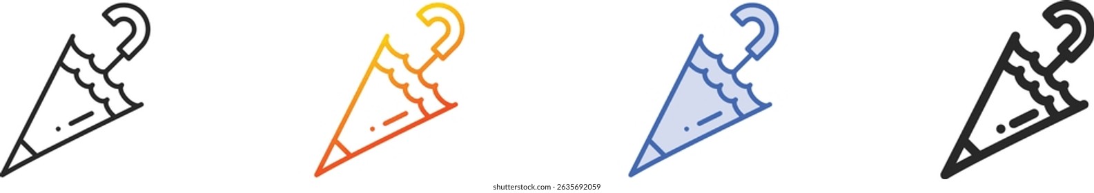 Icono del paraguas. Diseño lineal delgado, degradado, trazo azul y estilo audaz aislado sobre fondo blanco