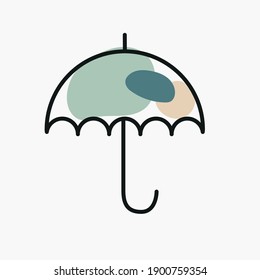 Umbrella illustration, three-color icon. City, weather, fashion concept for branding, website elements, logo