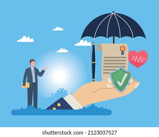 umbrella insurance with policy icons