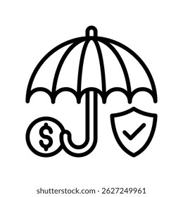 Umbrella Insurance Vector outline icon. Eps10 file 