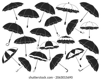 Umbrella isolated black set icon. Vector illustration parasol on white background. Vector black set icon umbrella .