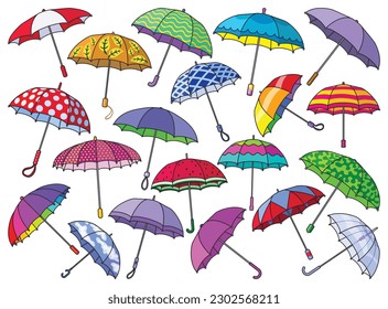 Umbrella isolated color set icon. Vector illustration parasol on white background. Vector color set icon umbrella .