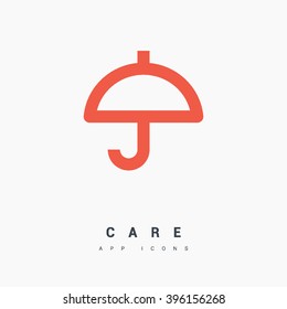 Umbrella isolated minimal single flat linear icon for application and info-graphic. Care line vector icon for websites and mobile minimalistic flat design.