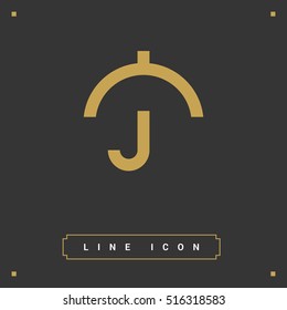 Umbrella isolated minimal single flat linear icon for application and info-graphic. Care line vector icon for websites and mobile minimalistic flat design.