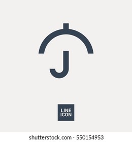 Umbrella isolated minimal single flat linear icon for application and info-graphic. Care line vector icon for websites and mobile minimalistic flat design.
