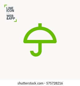 Umbrella isolated minimal single flat linear icon for application and info-graphic. Care line vector icon for websites and mobile minimalistic flat design.